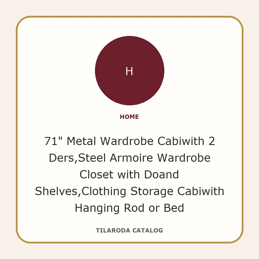 71" Metal Wardrobe Cabiwith 2 Ders,Steel Armoire Wardrobe Closet with Doand Shelves,Clothing Storage Cabiwith Hanging Rod or Bed