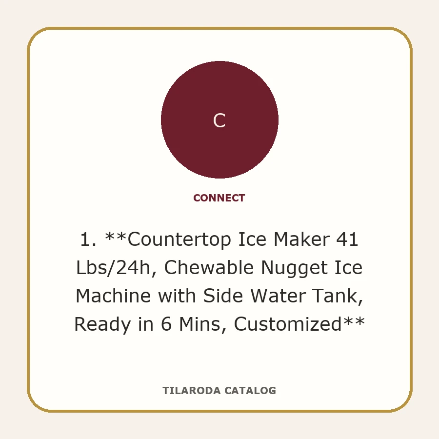 1. **Countertop Ice Maker 41 Lbs/24h, Chewable Nugget Ice Machine with Side Water Tank, Ready in 6 Mins, Customized**