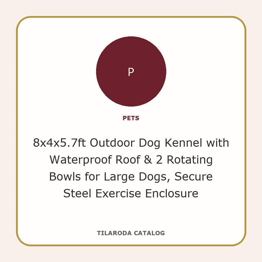 8x4x5.7ft Outdoor Dog Kennel with Waterproof Roof & 2 Rotating Bowls for Large Dogs, Secure Steel Exercise Enclosure