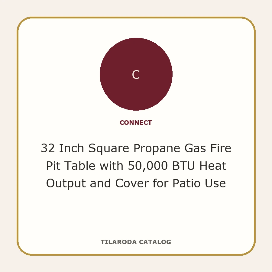 32 Inch Square Propane Gas Fire Pit Table with 50,000 BTU Heat Output and Cover for Patio Use